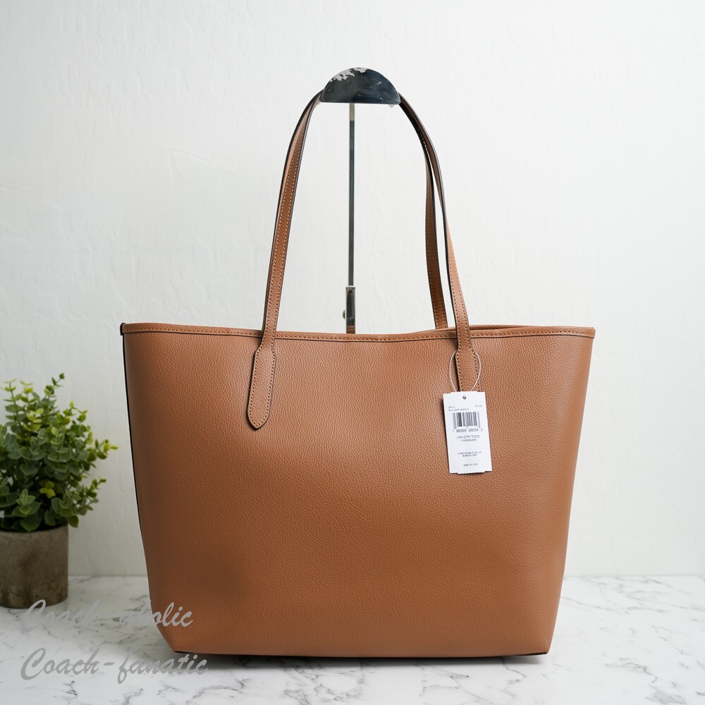 NWT Coach CR111 City Tote Bag in Silver/Light Saddle | eBay