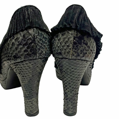 ISABELLA FIORE Gray Python Embossed Leather Peep Toe Heels Womens Size 8 M - Picture 9 of 12