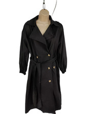 Womens I Saw It First Black Double Breasted Trench Coat Jacket Mac Size Uk 8