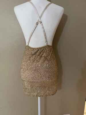 Akira Gold Glitter Mini Party Dress Sleeveless Size Small S | eBay