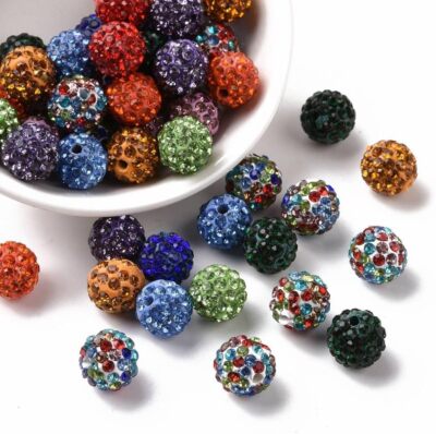 100pcs 10mm Rhinestone Beads Colorful Shiny Crystal Ball Beads