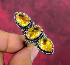Amazing Citrine Gemstone Handmade 925 Sterling Silver Ring Birthstone Jewelry