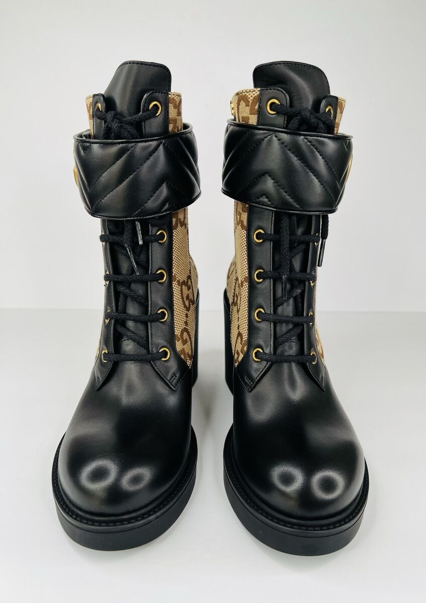 Gucci GG Supreme Canvas Double G Logo Chunky Heel Strap Gucci GG Supreme Canvas Double G Logo Chunky Heel Strap