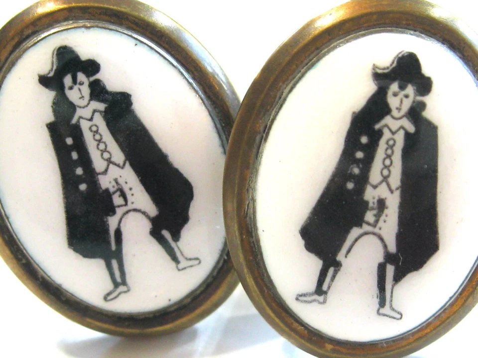 RAROS GEMELOS DE PORCELANA NEGRA Y BLANCA CANTERBURY WANKER RISQUE SEXUAL DE LOS AÑOS 60 Foto 4 de 4