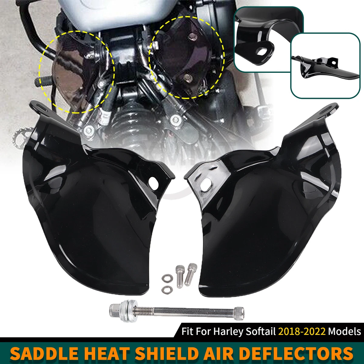 Black Saddle Shield Air Heat Deflector For Harley Softail Breakout Fat Bob  18-22 | eBay