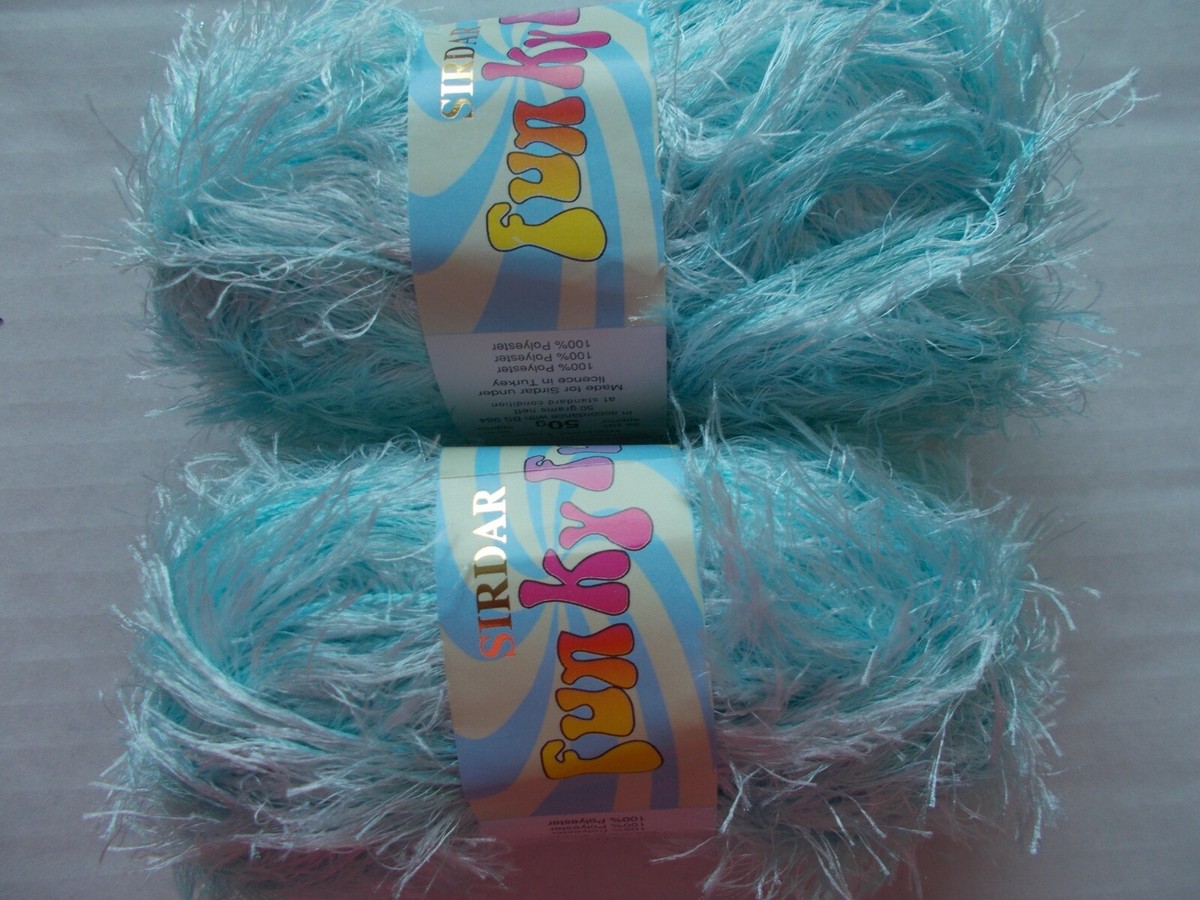 Sirdar Funky Fur eyelash yarn, Aqua, lot of (98 yds ea)