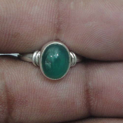 Bague Design Argent 925 Et Onyx Vert - Taille 62 - Neuf Avec étiquettes
