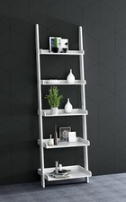 eHemco 5 Tier Leaning Wall Book Shelf, 70 Inches Collectible 