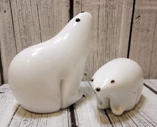 Vintage Murano Hand Blown Glass Polar Bears Italy Deco Figurine 