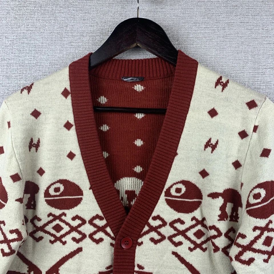 STAR WARS Cárdigan Suéter Unisex Talla Pequeña Granate Imperial TIE Fighter AT-AT Divertido Foto 3 de 4