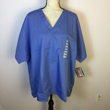 NWT Cherokee Workwear Scrub Top XL Unisex Blue Classic Short Sleeve V-neck