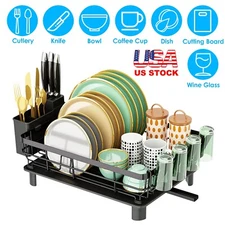 Dish Drying Rack Kitchen Countertop Shelf Organizer Drainer Utensil Holder