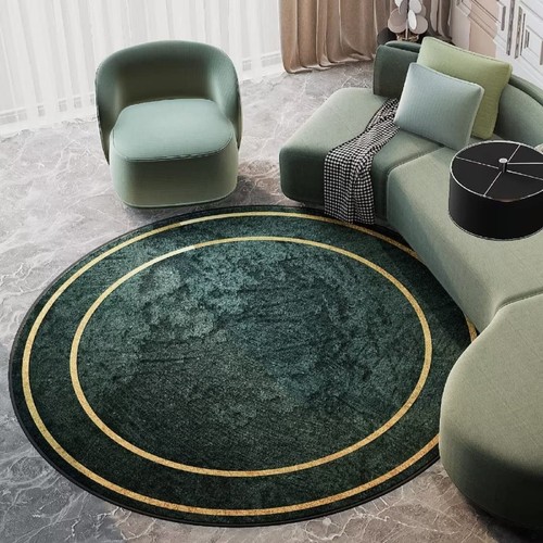 4 Feet Emerald Green Area Rug Modern Roun Rug for Living Room Bedroom Sofa So...