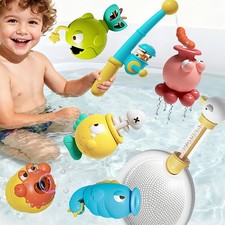 Magnetic Fishing Bath Toys for Toddlers 1-3, 8Pcs Bathtub Water Toys Set with...