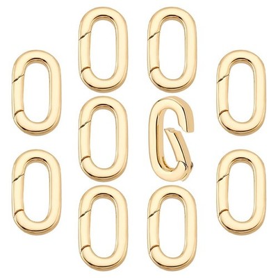 18K Gold Plated Spring Oval Rings, 10pcs 16x8.5mm Snap Clip Hook Brass Key Cl...