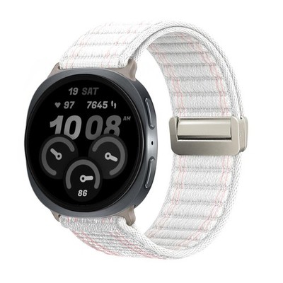 Smartwatch Armband für Samsung Galaxy Watch8 44mm Nylon Textil Band Magnet Weiß