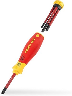 Wiha Schraubendreher Set gemischt PocketMax electric 4tlg.  verstaubarem Bit Set