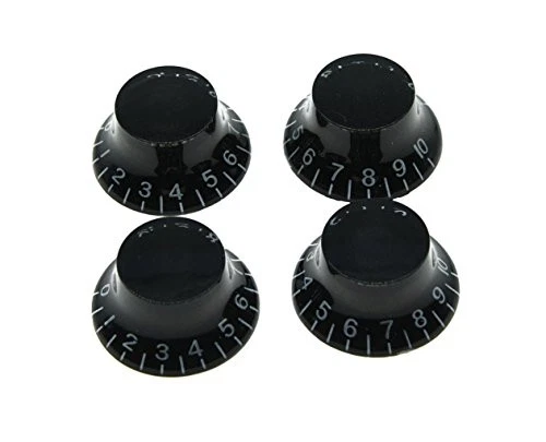  4pcs Black with White Number LP Guitar Bell Knobs Top Hat Knobs for Les Paul 