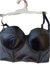 NEW Auden Womens Black Satin Corset Longline Underwire Bra Top Size L