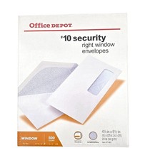 Office Depot 10 Security Right Window Envelopes 500 ct Box 4 1/8" x 9 1/2"
