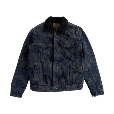 Levi s Fresh Leaves Camo Denim Sherpa Type 3 Fleece Lined Trucker Jacket Size M