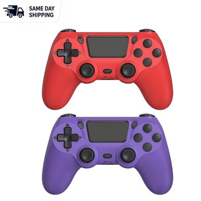 2 Pack Wireless Game Controllers for PS4/Pro/Slim - Purple & Red Perfect Play