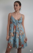 Wet Seal Babydoll Dress Size Small 100 Cotton Blue Floral Short Mini Y2k 90s