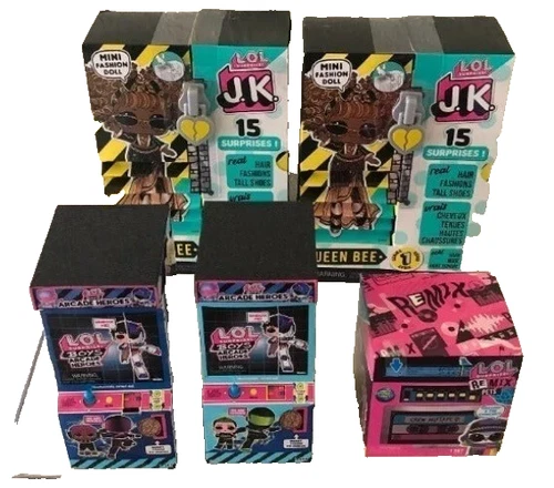 LOT of 5 LOL Surprise! Boys Arcade Heroes, J.K. Queen Bee, ReMix Pets
