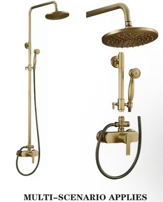 BWE 2-Spray Outdoor Wall Bar Shower Kit 8'' Round Rain Shower Head w/ Hand Shower