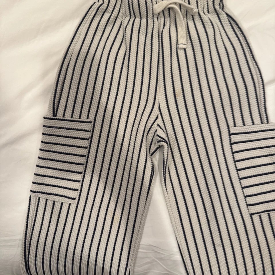 ZARA girls Youth Navy And Off White Striped Outfit Top And Pants Size 7 - Image 2 of 4