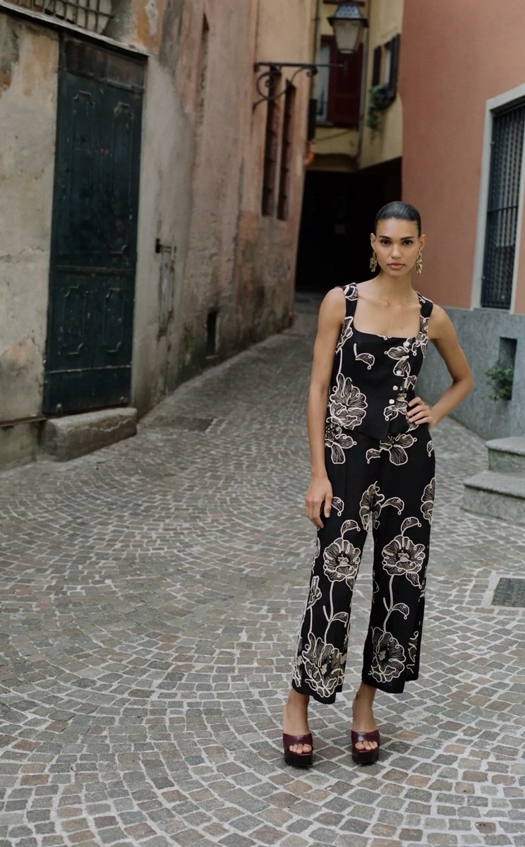 ZARA SIZE S EMBROIDERED JUMPSUIT BLACK/ECRU NEW | 8413/717/093 | eBay