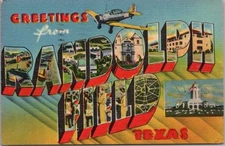 1949 RANDOLPH FIELD Texas Large Letter Postcard Air force Base AFB / Metro Linen
