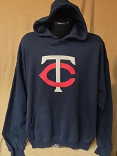 Minnesota Twins Baseball Hooded Sweatshirt Mens Sizes Majestic Nwt Blue