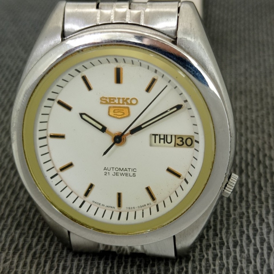 GENUINE VINTAGE SEIKO 5 AUTOMATIC 7S26A JAPAN MENS ORIGINAL DIAL WATCH ...