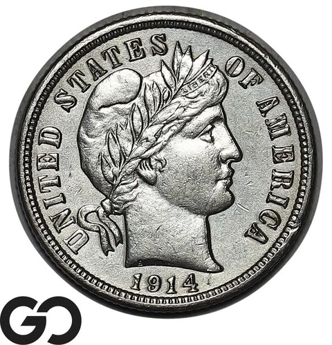 1914-D Barber Dime, Choice BU