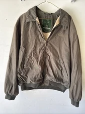VTG Weatherproof Garment Co Men Bomber Jacket Color Green Olive Full Zip Size L