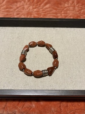 Silpada Sterling Silver and Goldstone fleck Nugget stretch bracelet