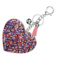 Strass SchlüSselanhäNger FüR Frauen, Glitzer Herz, Weiß-Rosa #1