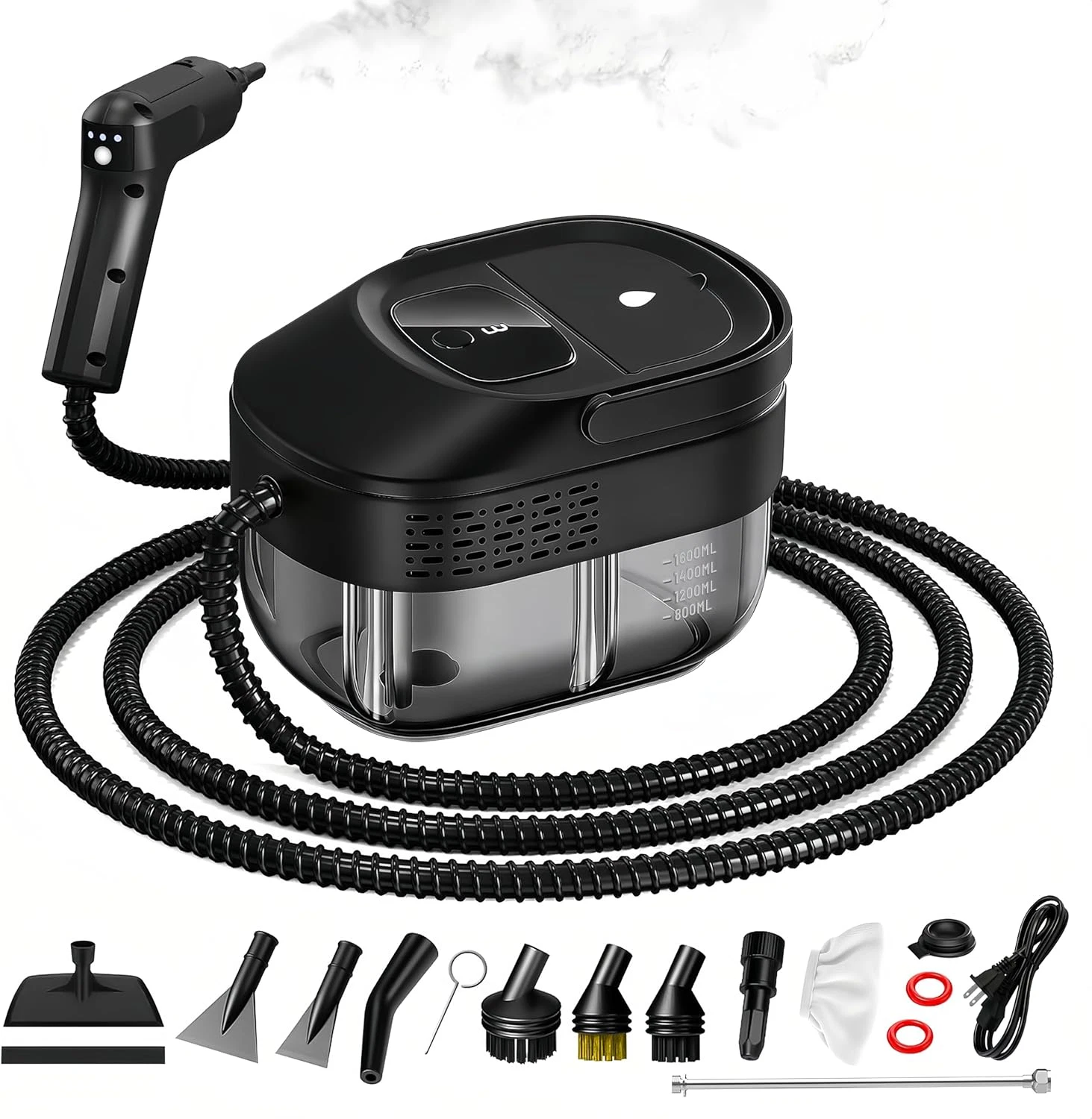 Powerful 2500W Handheld Steam Cleaner with 15 Accessories & 3 Steam Levels