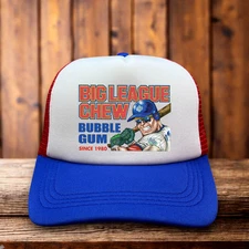 Big League Chew Mens Trucker Hat Blue Snapback Vintage Baseball Bubble Gum Logo