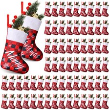 100 Pcs Mini Buffalo Plaid Christmas Stockings 7 Inch Bulk, Small Red Black G...