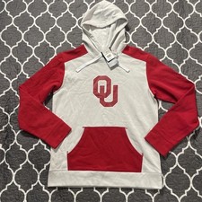 Oklahoma Sooners Men's White Colorblock Pullover Hoodie Size M NWT