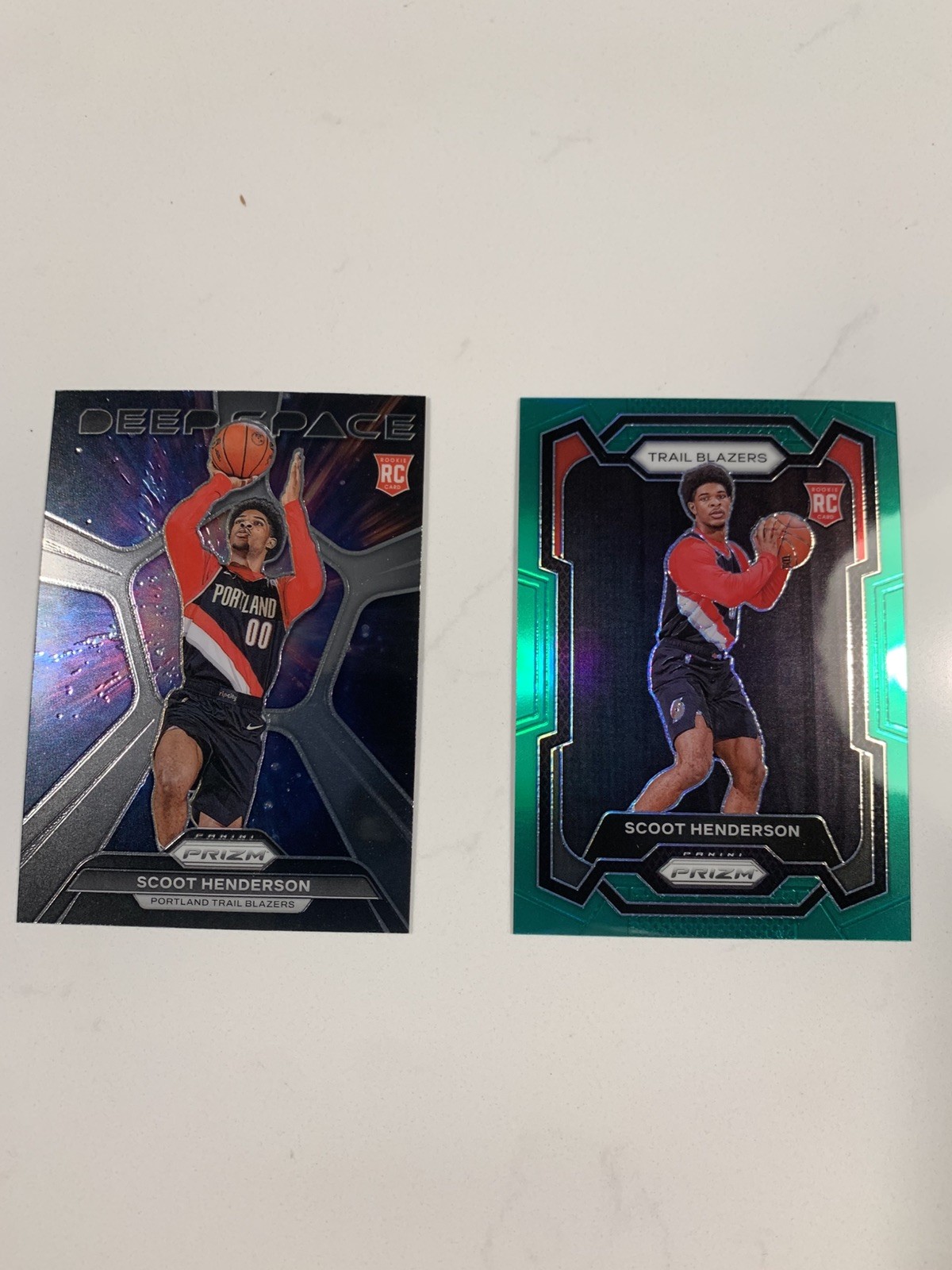 Scoot Henderson 2023 Green Prizm Rookie #141 Trail Blazers plus Deep Space