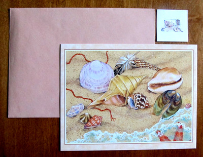 NOS Leanin' Tree Thank You Greeting Card, Env.  & Seal - Seashells on the Shore