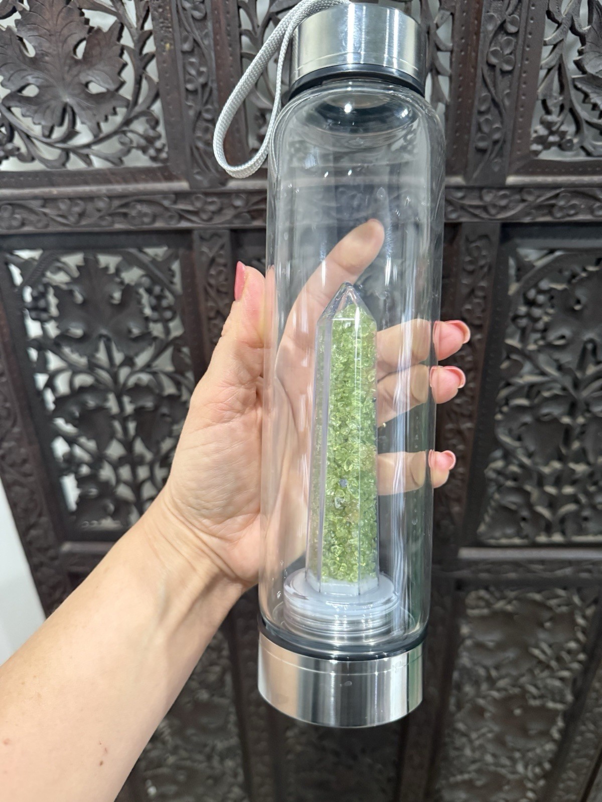 Mindful Souls Peridot glass Water Bottle