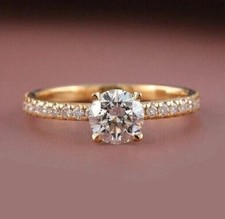 2Ct Round Cut Lab Created Diamond Women's Engagement Ring 14K Yellow Gold Finish
