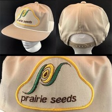 Vtg Prairie Seeds Mesh Trucker Snapback Hat Company Logo Patch Crop Farmer Cap