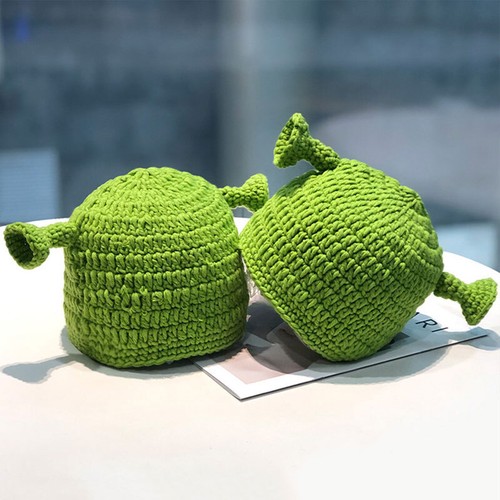 Shrek Hats with Ears, Adult Cosplay Prop Halloween Cosplay Green Beanie Hat Gift - Picture 8 of 27