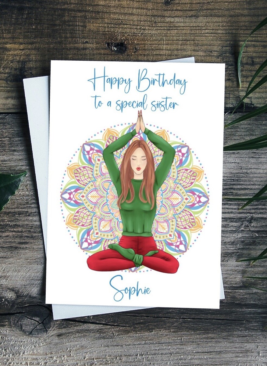 Yoga Birthday Card For Her - Cute Yogi Greeting Card With Envelope