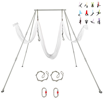 #ad #ad Aerial Stand Portable Aerial Rig Frame Yoga Swing Bar w 20Ft White Aerial Silk $213.41